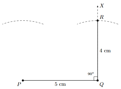 Draw arc from P for PS